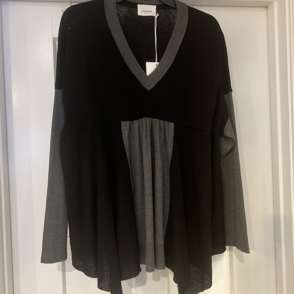 $48 Andree By Unit~SMALL~Boho Revival Minimal Silky Babydoll Long Slve Runs Big